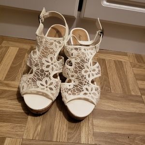 White lace wedges